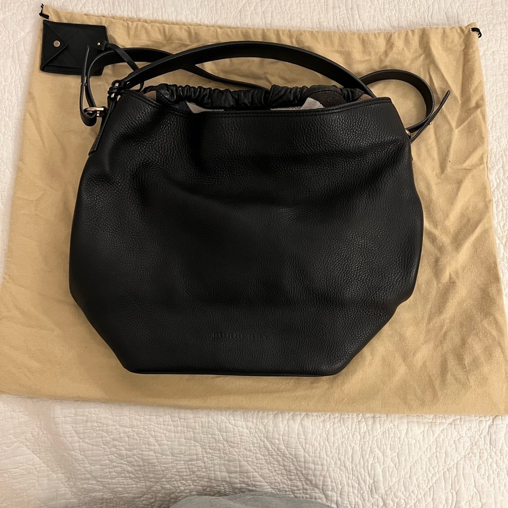 Burberry Black Leather Hobo Bag